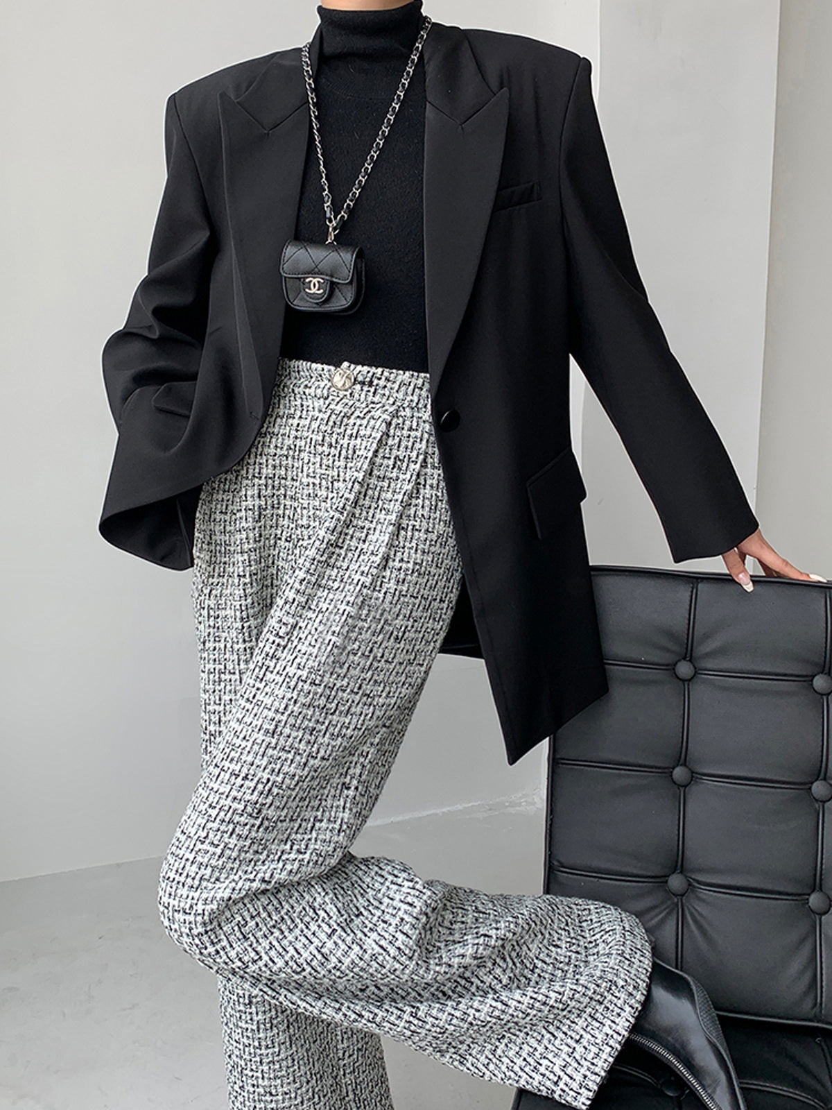 ELA™ | Tweed Wide Leg Dress Pants