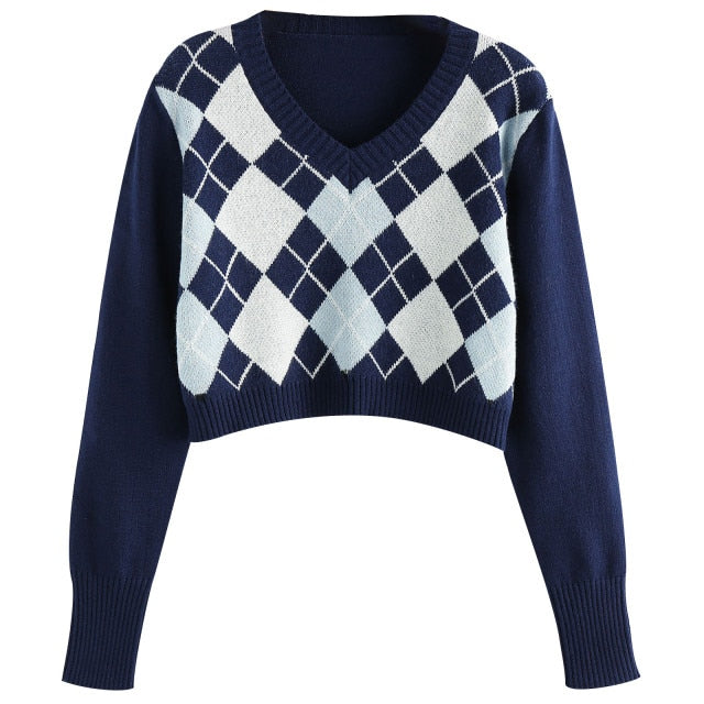 ELA™ | Cropped Geometric Sweater